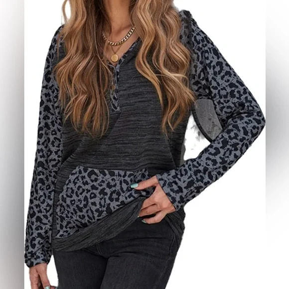 Leopard Black & Gray‎ Hoodie - Picture 7 of 7